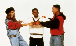 Alfonso Ribeiro (au c.), avec ses partenaires du «Prince de Bel Air» Tyra Banks et Will Smith, en 1996.