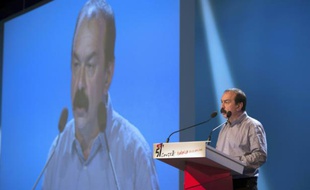 Le secrétaire général de la CGT, Philippe Marinez, lors du congrès de son syndicat à Marseille, le 18 avril 2016