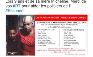 Le 18 mai 2017, la police nationale a lancé un appel à témoins à la suite de la disparition d'une mère et son fils en Essonne.