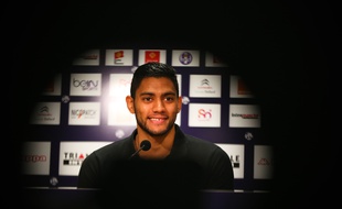Le gardien Zacharie Boucher lors de son arrivée à Toulouse, le 23 janvier 2014.