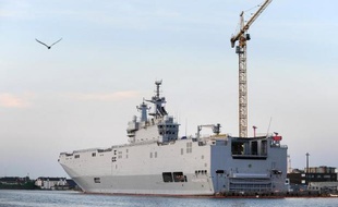Le Vladivostok, un navire Mistral, dans le port de Saint-Nazaire, le 7 septembre 2014