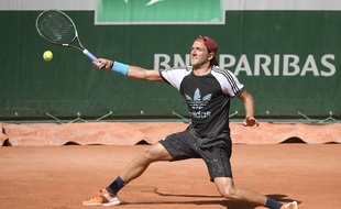Lucas Pouille à l'entraînement, le 23 mai 2016.
