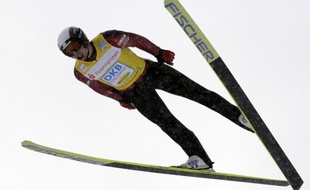Le spécialiste français du combiné nordique, Jason Lamy-Chappuis, lors de l'épreuve d'Oberhof le 2 janvier 2010.