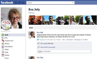 La page Facebook d'Eva Joly.