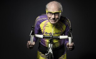 Robert Marchand, le 5 janvier 2017 à la veille d'une tentative de record de l'heure dans sa catégorie d'âge.