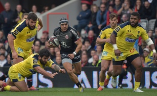L'arrière-ailier du Stade Toulousain Cheslin Kolbe contre Clermont en Top 14, le 14 avril 2019 au Stadium de Toulouse.