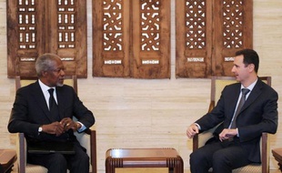 Le président syrien Bachar al-Assad a dit samedi à l'émissaire international Kofi Annan que tout dialogue était voué à l'échec tant que les "groupes terroristes" ne seront pas éliminés, en allusion aux rebelles dont le bastion d'Idleb était violemment bombardé par l'armée.