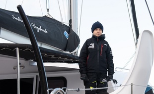 Greta Thunberg sur le voilier avant sa traversée de l'Atlantique, le 13 novembre 2019.