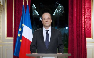 François Hollande lors de ses voeux de la Saint-Sylvestre du 3& décembre 201é