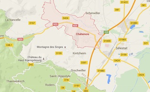 Châtenois. Bas-Rhin. Google Maps. Capture d'écran.