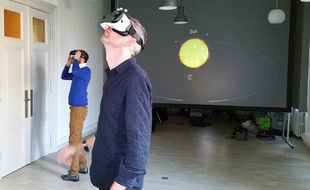 Strasbourg, le 12 decembre 2016: experimentation immersive dan sle systeme solaire pour le planetarium de Strasbourg