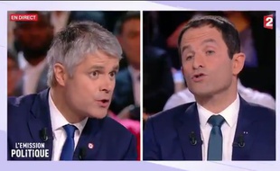Laurent Wauquiez (LR) et Benoît Hamon, candidat PS à la présidentielle lors de