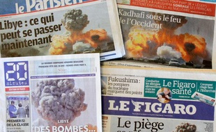 La même photo a fait la une des quotidiens français, lundi 21 mars 2011.