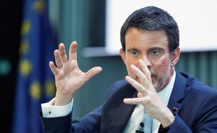 Manuel Valls lors d'un colloque à Madrid, le 19 avril 2018.