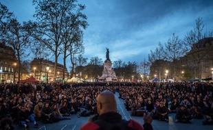 Nuit debout, place de la République, à Paris, le 20 avril 2016.