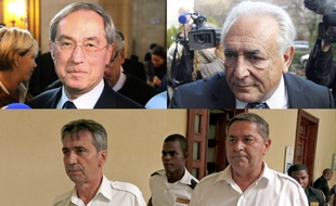 Claude Guéant, Dominique Strauss-Kahn et les pilotes Bruno Odos et Pascal Fauret.