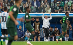 Jorge Sampaoli lors du match Argentine-Nigeria à la Coupe du monde en Russie, le 26 juin 2018.