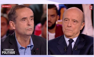 Capture écran de «L'Emission politique» sur France 2 avec Alain Juppé et Robert Ménard, le 6 octobre 2016