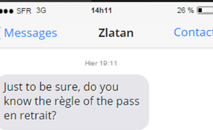 Capture d'écran du sms de Zlatan