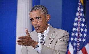 Barack Obama lors de sa conférence de presse le 28 août 2014 à la Maison Blanche à Washington