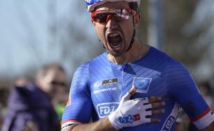 Le sprinteur français Nacer Bouhanni en mars 2014 sur le Paris-Nice.