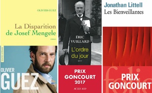 « La Disparition de Josef Mengele » d’Olivier Guez, prix Renaudot 2017 (Grasset) « L’Ordre du jour » d’Eric Vuillard, prix Goncourt 2017 (Actes Sud) et « Les Bienveillantes » de Jonathan Little (Gallimard), prix Goncourt 2006.
