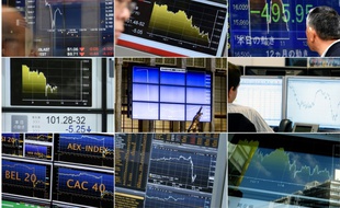 Une combinaison de plusieurs écrans de Bourses le 24 juin 2016