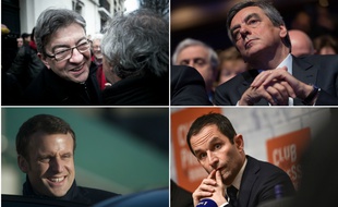 Jean-Luc Mélenchon, François Fillon, Emmanuel Macron et Benoît Hamon, la bande des "on" de l'élection