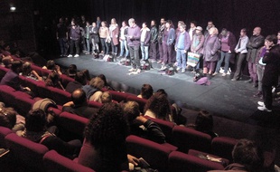 Les intermittents, ce mardi soir, au théâtre HTH de Montpellier.