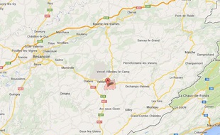 Google maps de la commune d'Épenoy, dans le Haut-Doubs.