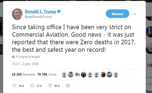 Le tweet posté mardi 2 janvier par Donald Trump a suscité les moqueries des utilisateurs.