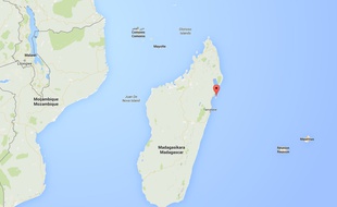 Google map de l'île Sainte-Marie au large de Madagascar.