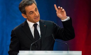 L'ancien chef de l'Etat Nicolas Sarkozy lors de son premier meeting depuis son retour en politique à Lambersart le 25 septembre 2014