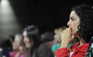 La tête de liste de LFI, Manon Aubry, lors du dernier meeting de la France insoumise avant les élections européennes, à Lille, le 24 mai.
