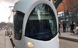Des oeuvres des musées lyonnais sont exposées depuis le 1er mars sur les trams et aux stations de tramways. Illustration.