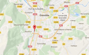 Localisation de l'accident qui a coûté la vie à deux adolescents à Grenoble, dans la nuit du 29 au 30 octobre 2016