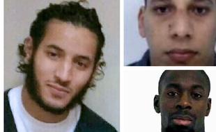 Larossi Abballa (à g.), Chérif Kouachi (en haut à dr.) et Amédy Coulibaly (en bas à dr.).