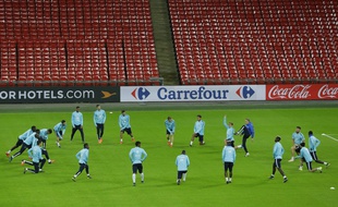 L'équipe de France de football à l'entraînement à Wembley le 16 novembre 2015.