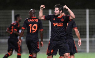 André-Pierre Gignac, buteur en Ligue Europa face à Eskisehirspor, le 9 août 2012 à Fos-sur-Mer (France).