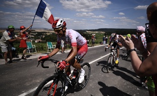 Stéphane Rossetto échappé lors de la troisième étape du Tour de France, le 8 juillet 2019.