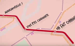 Un panneau de la campagne contre le harcèlement des femmes dans le métro parisien, dévoilé le 9 novembre 2015.