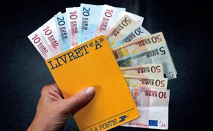 A person holds a Livret A saving book and banknotes on July 19, 2012 in Lille. AFP PHOTO / PHILIPPE HUGUEN