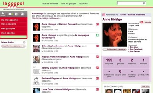 La page d'Anne Hidalgo sur le site la Coopol, le réseau social du Parti socialiste.