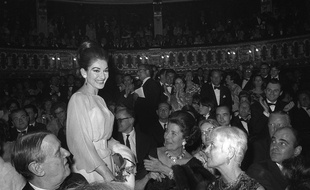Maria Callas, le 5 janvier 1966 au théâtre de l'Odéon theater à Paris pendant la première du «Barbier de Séville».