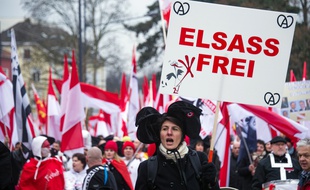 Des manifestants défilent à Strasbourg contre la nouvelle carte des régions, le 13 décembre 2014.