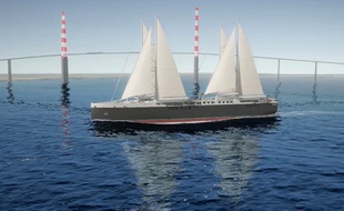 Image de synthèse du premier cargo à voiles construit par Neoline et Neopolia.