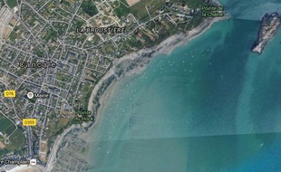 Vue aérienne de Cancale où le corps d'une femme a été retrouvé entre les pointes du Hock et de la Chaîne.