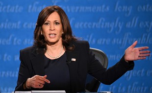 Kamala Harris, lors de son débat face à Mike Pence, le 7 octobre 2020.