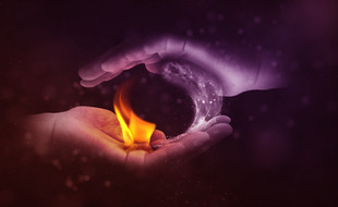 Illustration de deux mains avec du feu.
