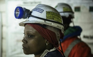 Bernice Motsieloa, chef de quart dans la mine sud africaine de Bathopele (170 kilomètres de Johannesbourg), le 11 juin 2015